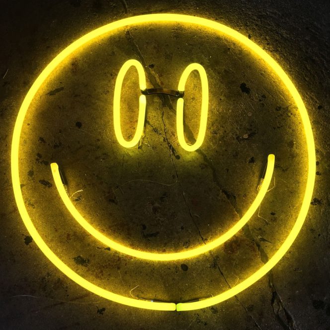 Neon Yellow Smiley by Andy Doig